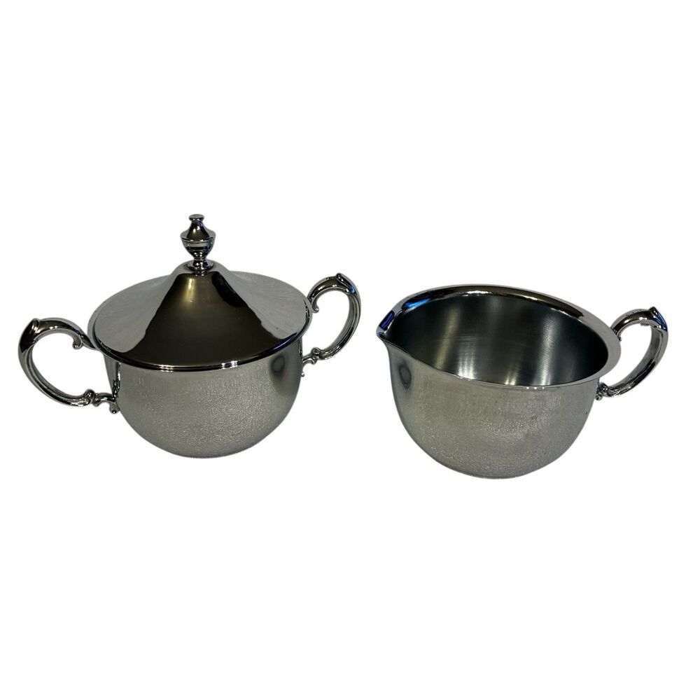 Danny Wilson Original Chrome Sugar With Lid And Creamer Set. Made In USA